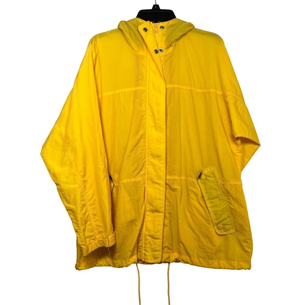 Hunt Club Windbreaker Med Yellow‎ Vintage Zip Snap Closure Hooded